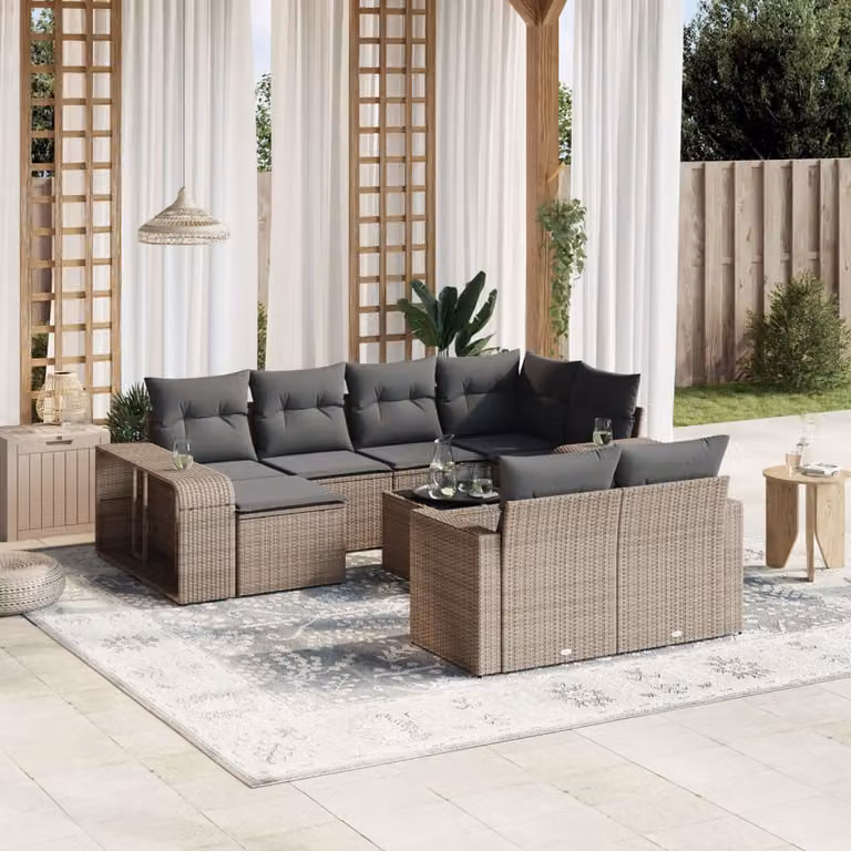 vidaXL Set Divani da Giardino a L 11 pz con Cuscini Grigio