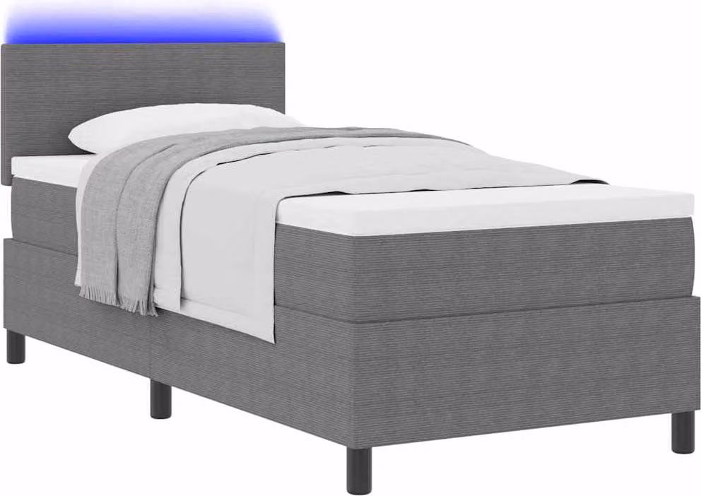 Letto a Sorgente LED Grigio chiaro e bianco 100 x 200 cm
