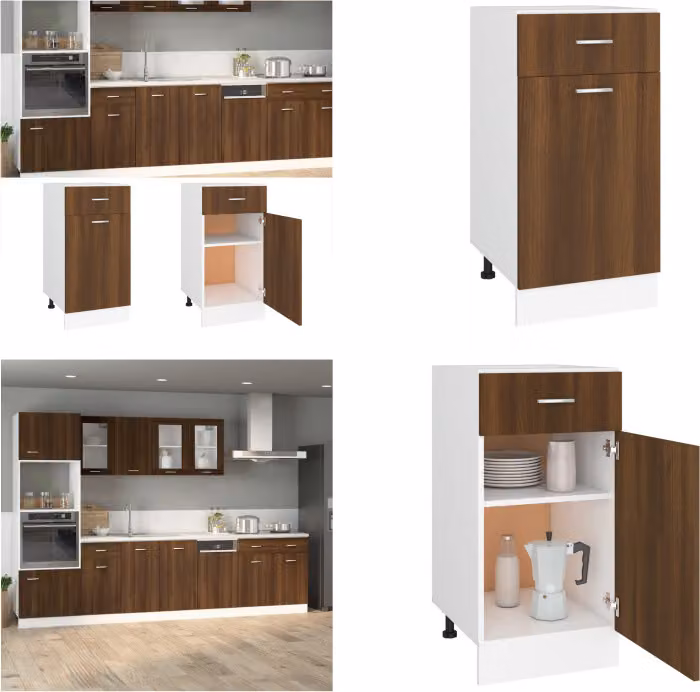 vidaXL Armadio base con cassetto effetto rovere marrone 40x46x81,5 cm - Armadio da cucina - Armadi da cucina - Mobili da cucina - Armadio portaoggetti