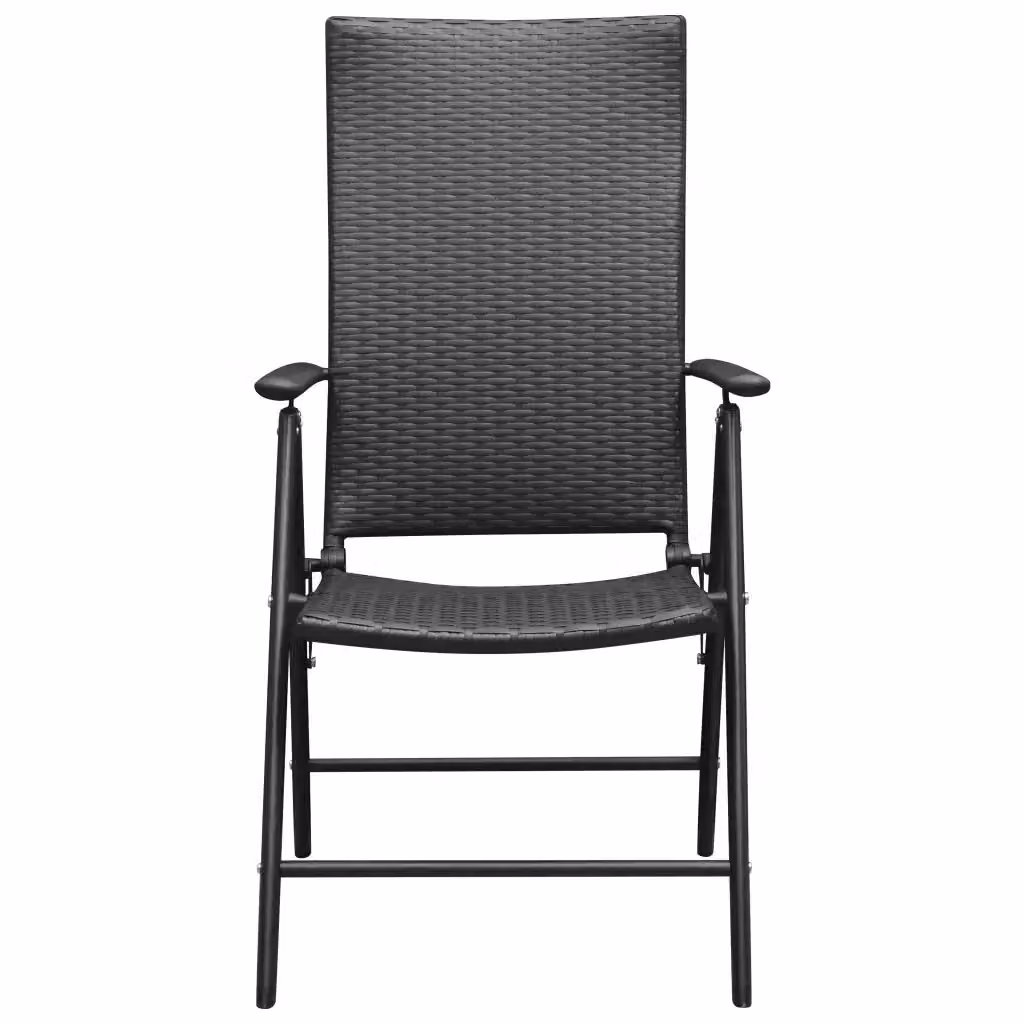 Set di 4 sedie pieghevoli vidaXL in polyrattan nero con braccioli per giardino e terrazza – 2