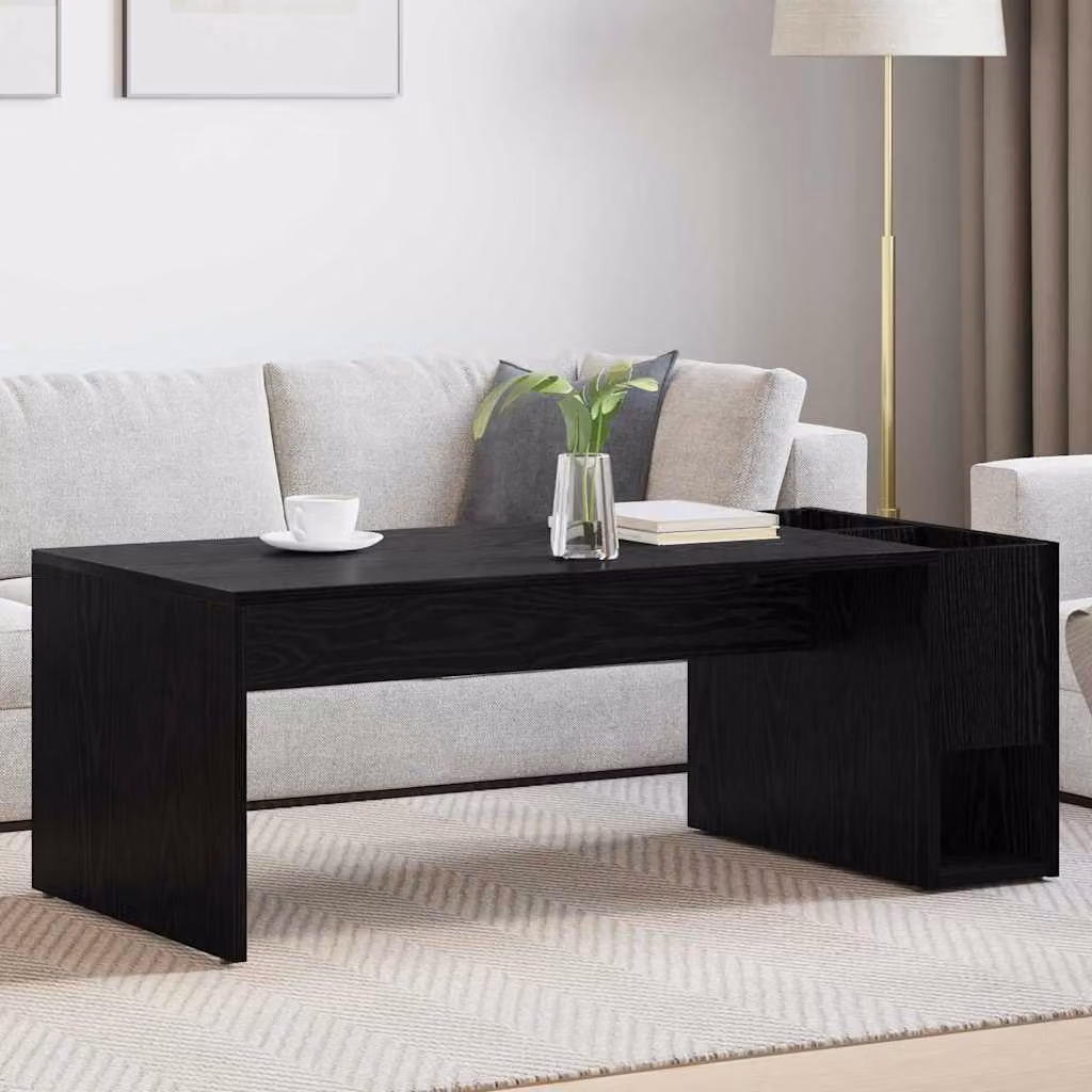 vidaXL Tavolino da salotto moderno in legno e MDF nero, L: 101,5 cm, P: 50 cm, H: 37 cm