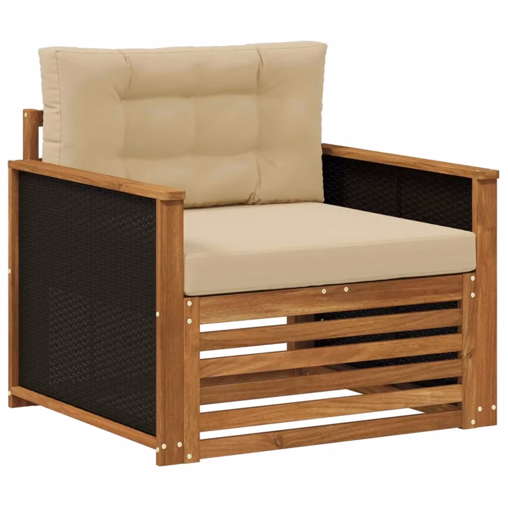 Divano centrale da esterno vidaXL in legno di acacia con cuscini beige – 2