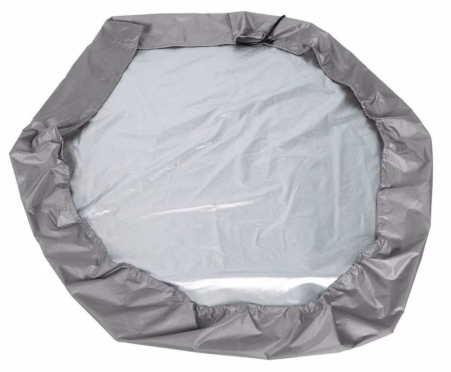 Copertura esagonale impermeabile per sabbiera, grigia, in poliestere e PVC, con cordoncino