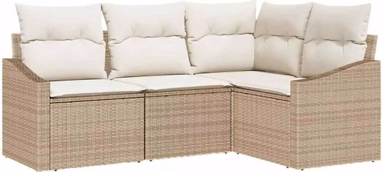 Set di divani con cuscino 4 pcs Beige polyrattan