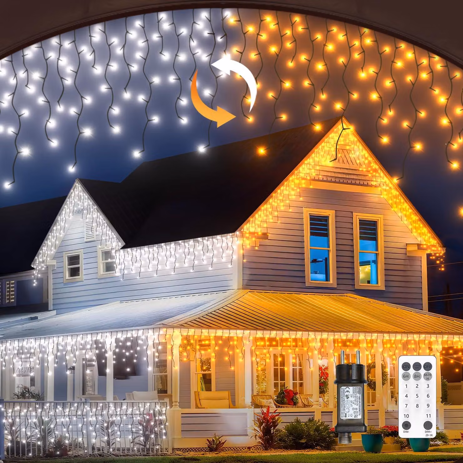 Catena luminosa da 15 metri, con 400 LED, luce bianca fredda/calda, grado di protezione IP65, 11 modalità, dimmerabile