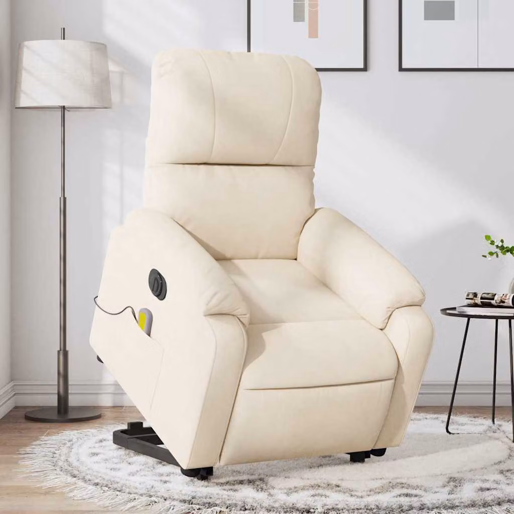 vidaXL Poltrona a Rialzo Reclinabile con Assistenza Elettrica Beige in Microfibra