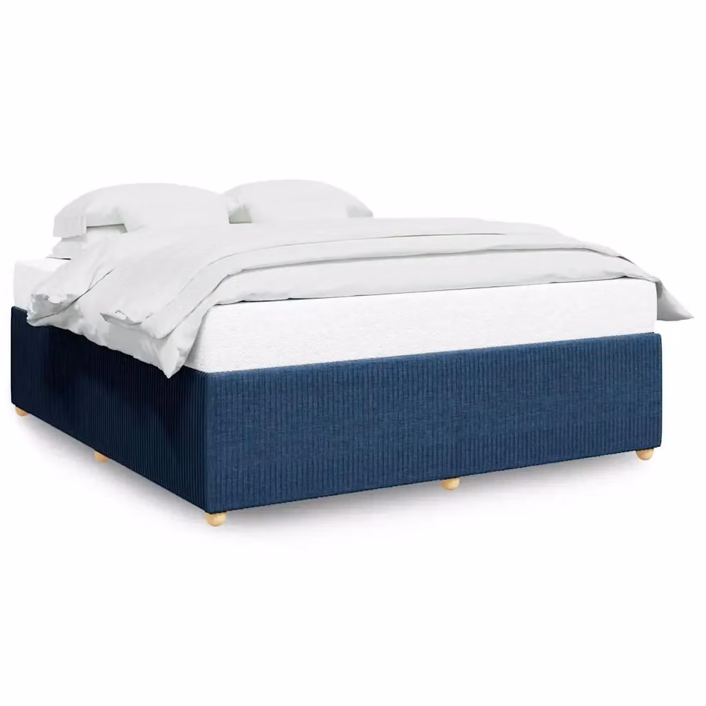 vidaXL Giroletto senza Materasso Blu in Tessuto e Legno di Pino 200x200 cm – 2