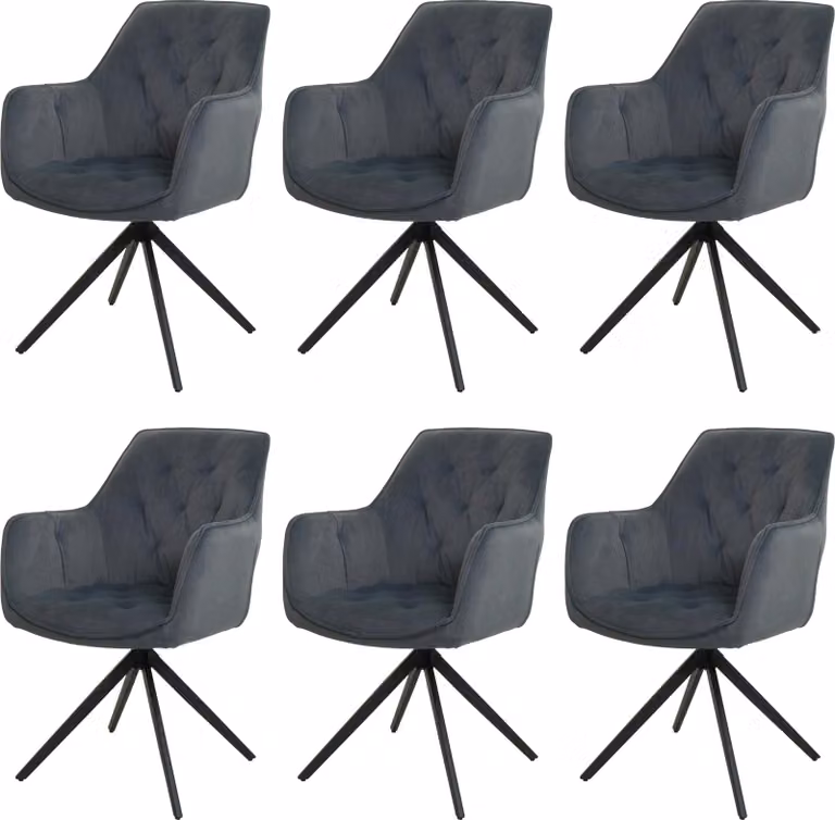 Set di 6 sedie da sala da pranzo | A x L x P 87 x 55 x 60 cm | Altezza seduta 48 cm | Metallo Tessuto/Tessuto | Antracite | Sedia da cucina Sedia imbottita Sedia con braccioli