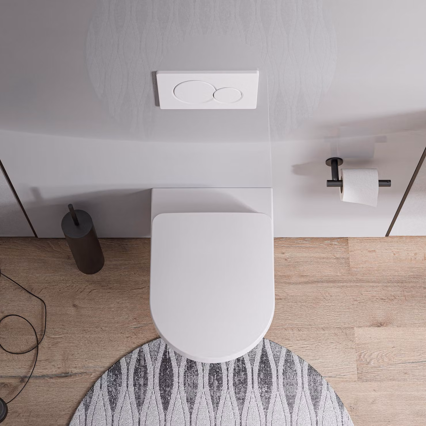 WC sospeso senza bordo VIVEO bianco lucido incl. coperchio del WC con chiusura soft-close