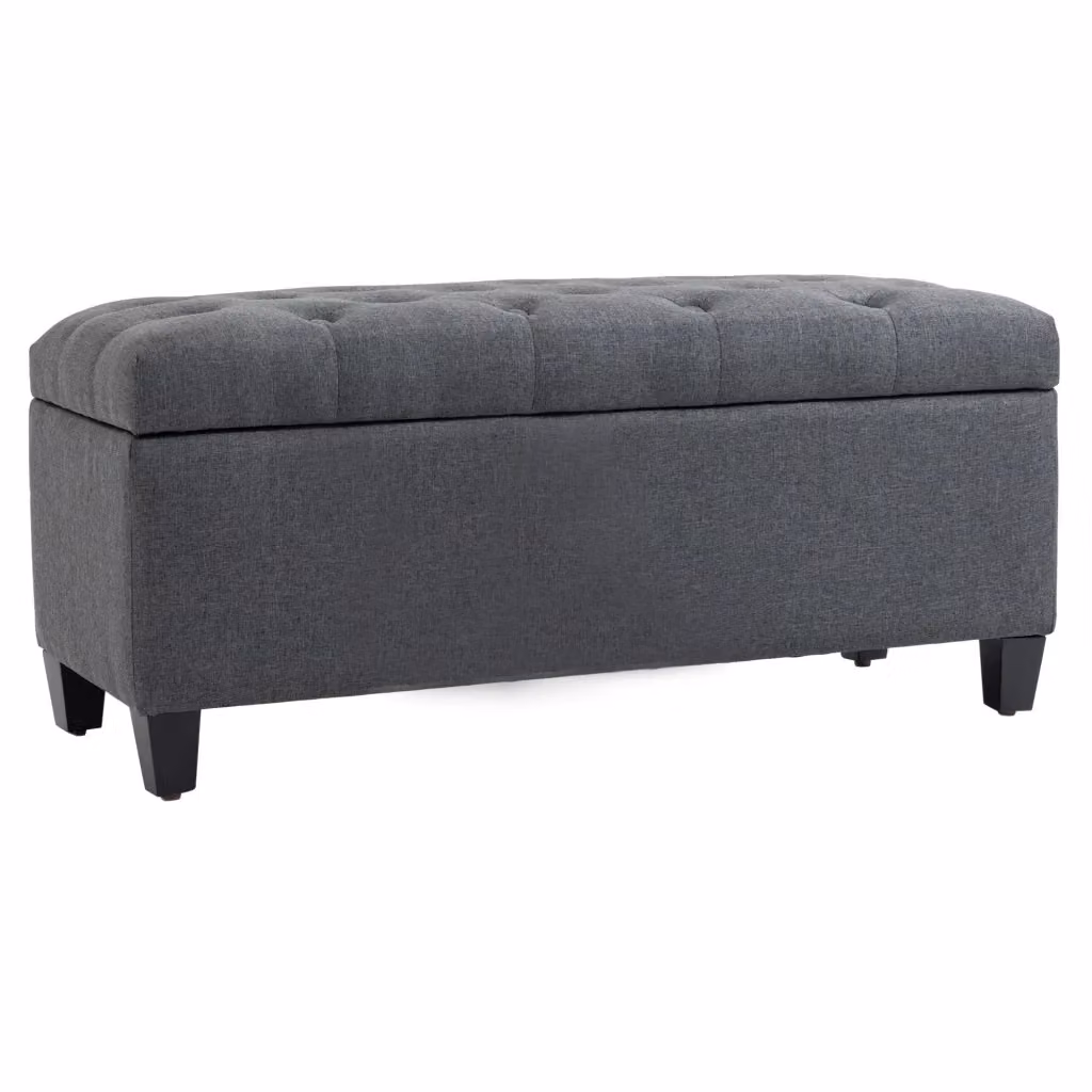 Divanetto Minimal con cassetti in velluto grigio scuro L: 100 cm, P: 40 cm, H: 44 cm – 2