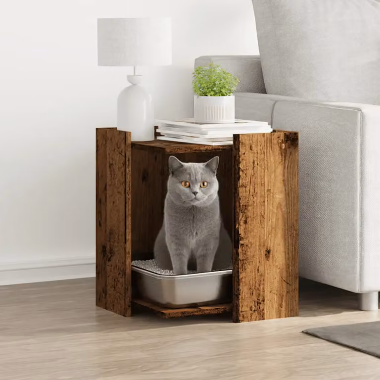 vidaXL Rifugio per lettiera per gatti in legno marrone L/P/H: 42 x 42 x 51 cm