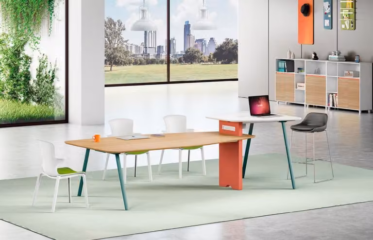 Konferenztisch Bürotisch Arbeitstisch Schreibtisch Holz Orange Große