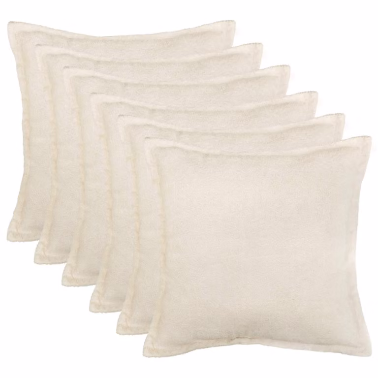 Set di 6 federe vidaXL HOUTEN in tessuto bouclé color beige, L 55 cm x P 55 cm