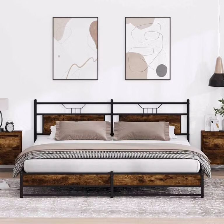 Giroletto in metallo e MDF vidaXL colore Rovere Fumo L/P: 200 x 200 cm