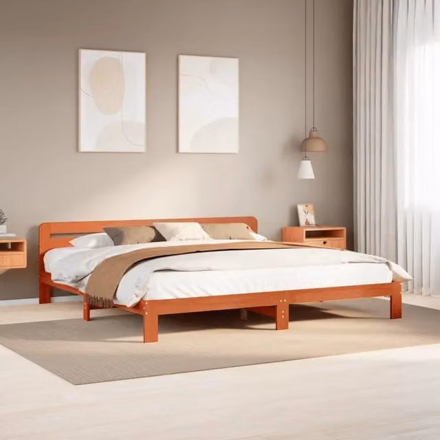 Letto in legno di pino stile rustico marrone cera vidaXL L/P: 180 x 200 cm – 1