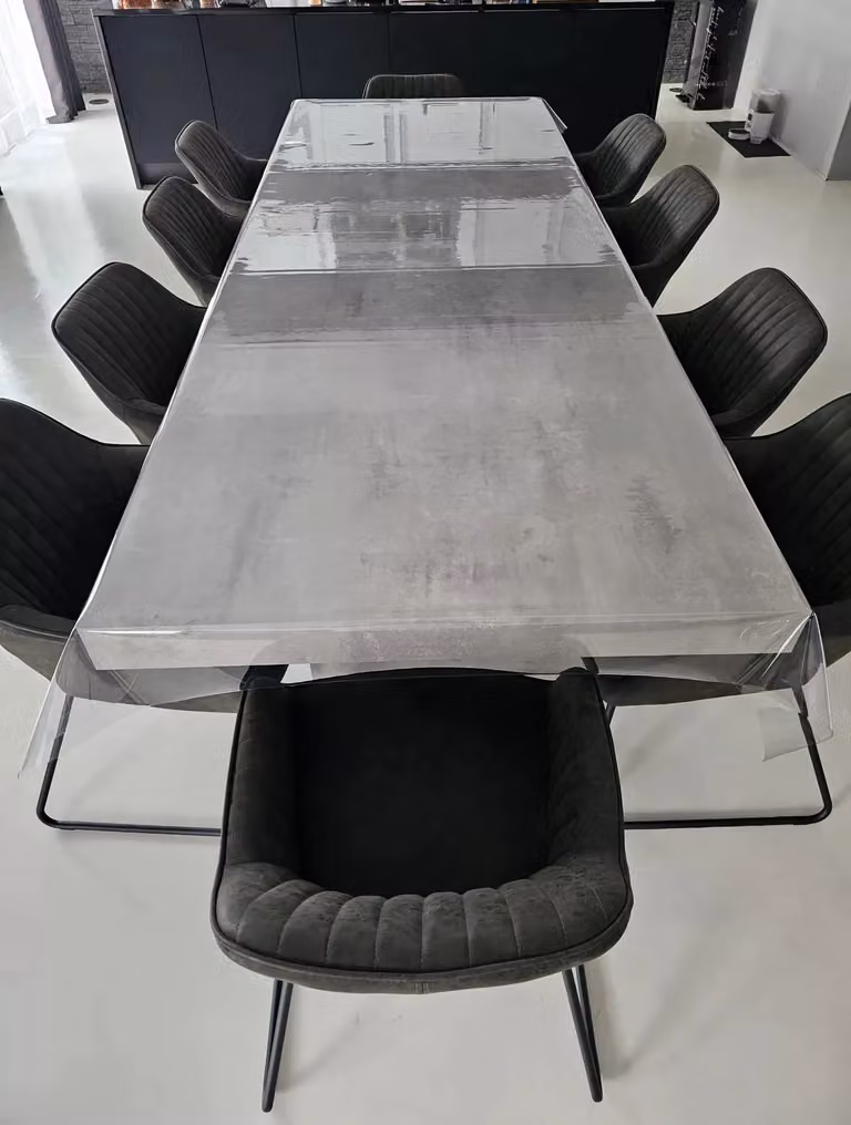 Tavolo rettangolare estensibile Mobili 2G in finitura beton grigio, L: 160 cm, P: 90 cm, H: 76 cm (aperto fino a 410 cm)