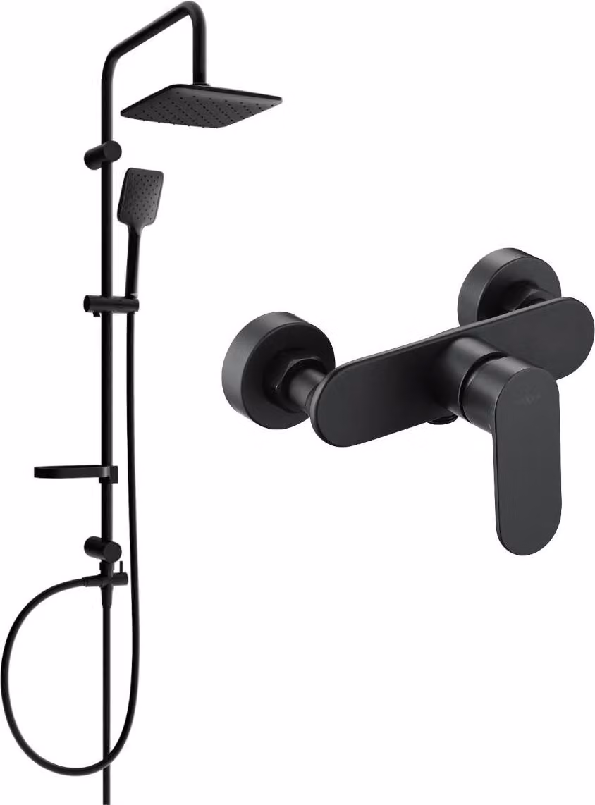 Mexen Sven set doccia esterno con soffione e miscelatore doccia Milo, nero - 71340262-70