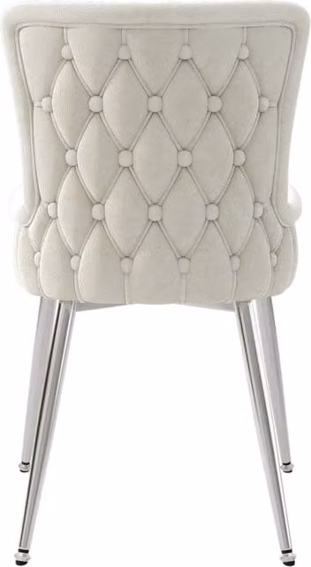 Set di 4 Sedie da Pranzo in Velluto Beige con Gambe in Metallo Argento