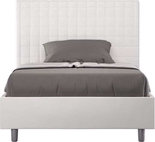Letto imbottito 1 piazza e mezza 120x210 cm Sunny - Bianco,Similpelle,Senza rete