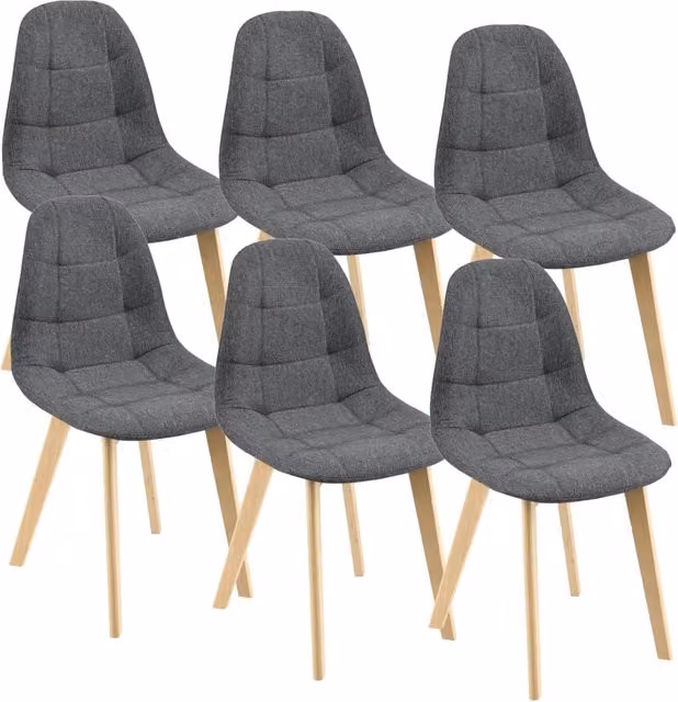 Set Kopparberg di 6 Sedie Rivestite per Sala da Pranzo - Grigio Scuro [en.casa]
