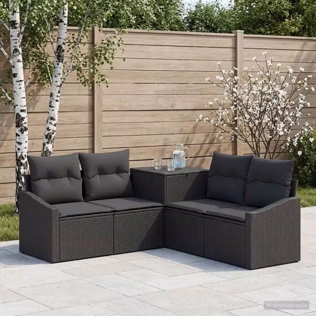 Set di divani 5 pz Nero 178,5 x 178,5 x 85 cm 3447811