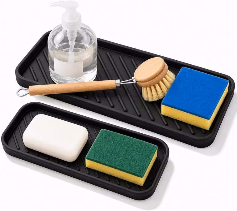 Organizzatore in silicone per lavello, dimensioni 30,5 x 12 cm e 23 x 9 cm, ideale per cucina e bagno