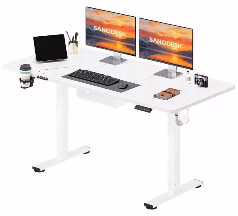 Tavolo regolabile in altezza QE1W-1660-EUV1, 160 x 60 cm, bianco