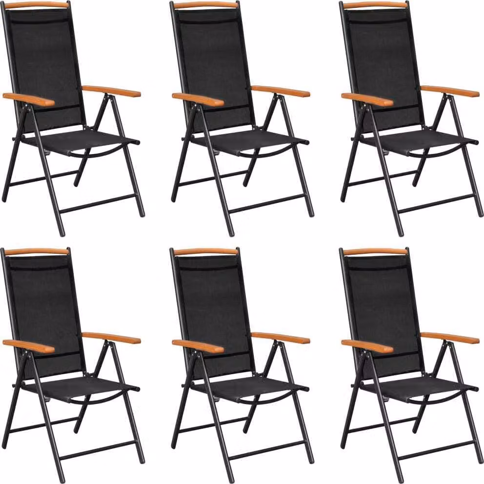 Set Mobili da Pranzo da Giardino 7 pz in Alluminio Nero