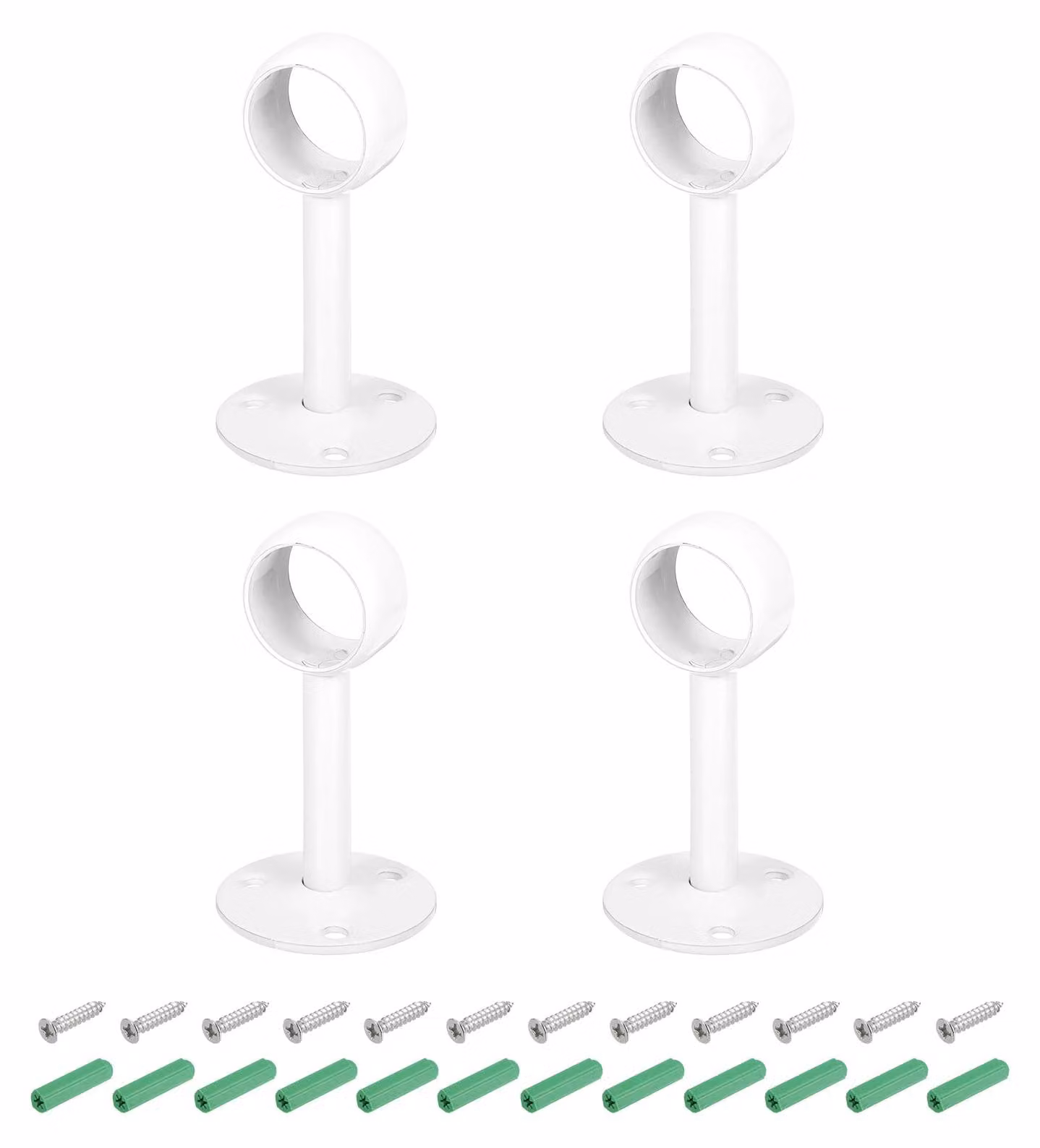 Supporti per tende, set da 4, acciaio inossidabile, 25 mm, colore bianco