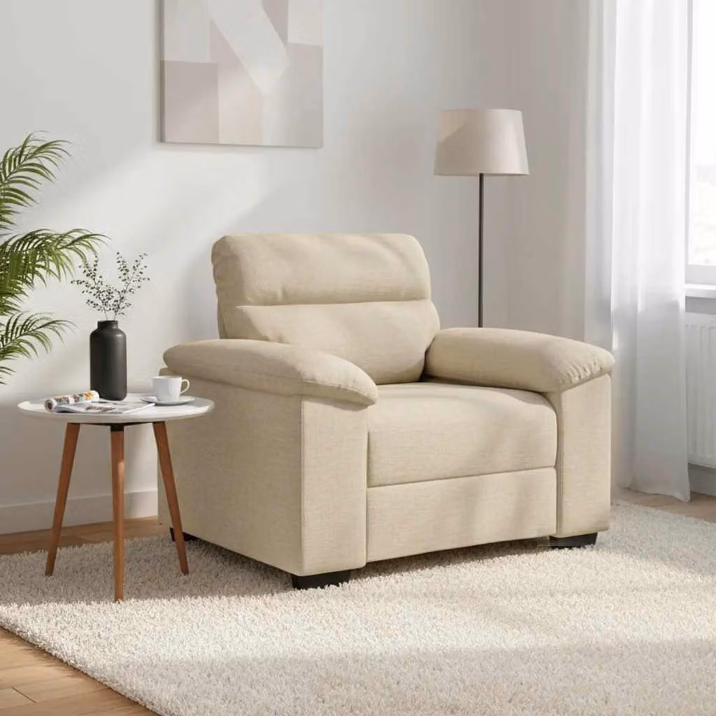 Poltrona moderna vidaXL in tessuto beige con braccioli L/P/H: 100 x 81 x 84 cm
