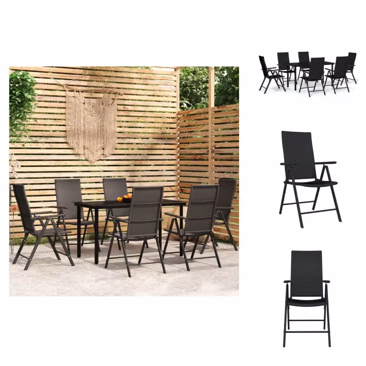 vidaXL set da pranzo da giardino 7 pezzi nero - Set di mobili da giardino