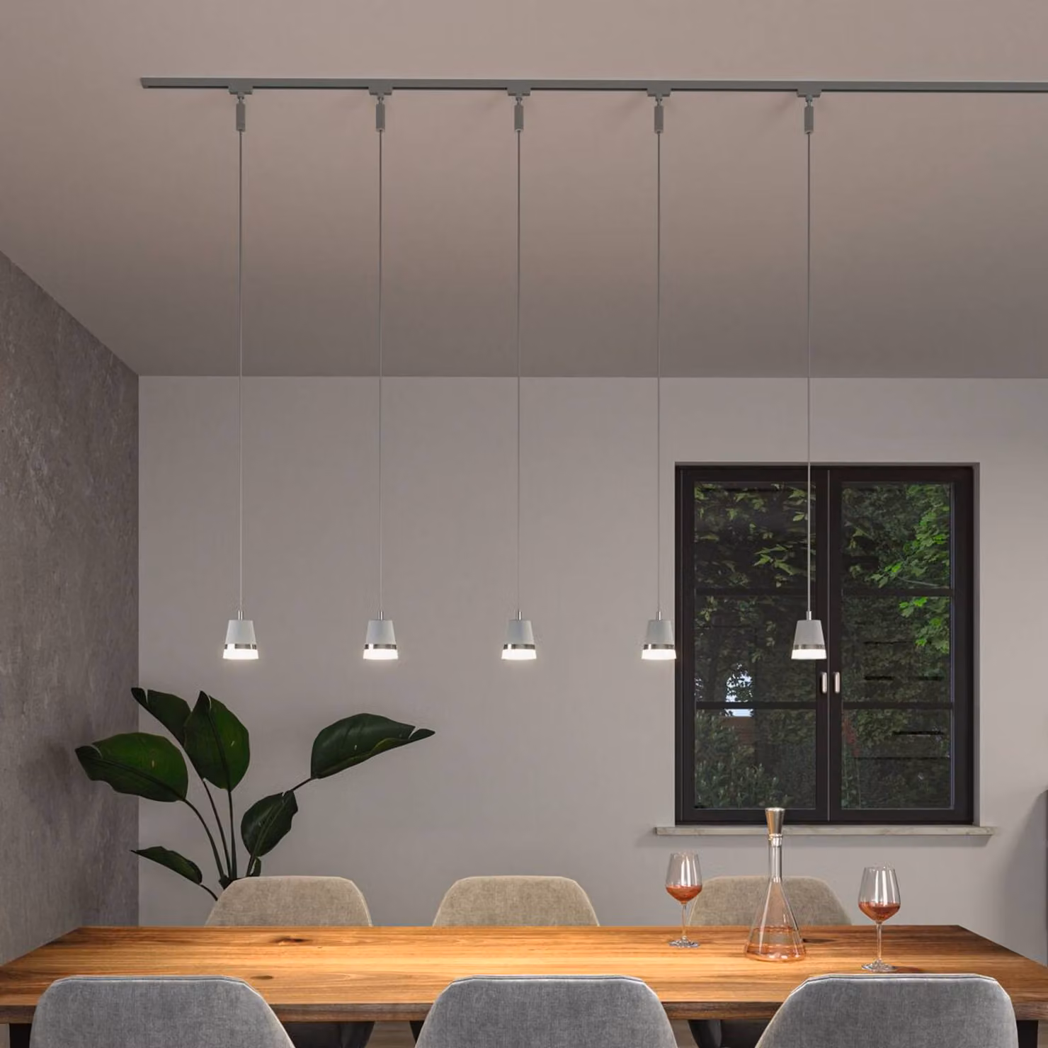 Paulmann URail lampada a sospensione Cone, cromo opaco, GU10 dimmerabile, Cromo / Argento, Soggiorno / Sala da pranzo, Plastica, Moderno