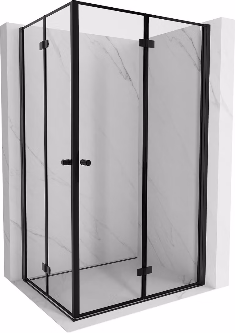 Mexen Mist-F Duo cabina doccia pieghevole destra 100 x 120 cm, cornice nera, nera - 8A6-100L-120P-70-70