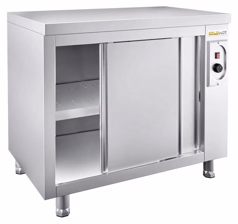 Mobile riscaldato in acciaio inossidabile, modello PREMIUM, dimensioni 1200x700 mm - GOLDINOX