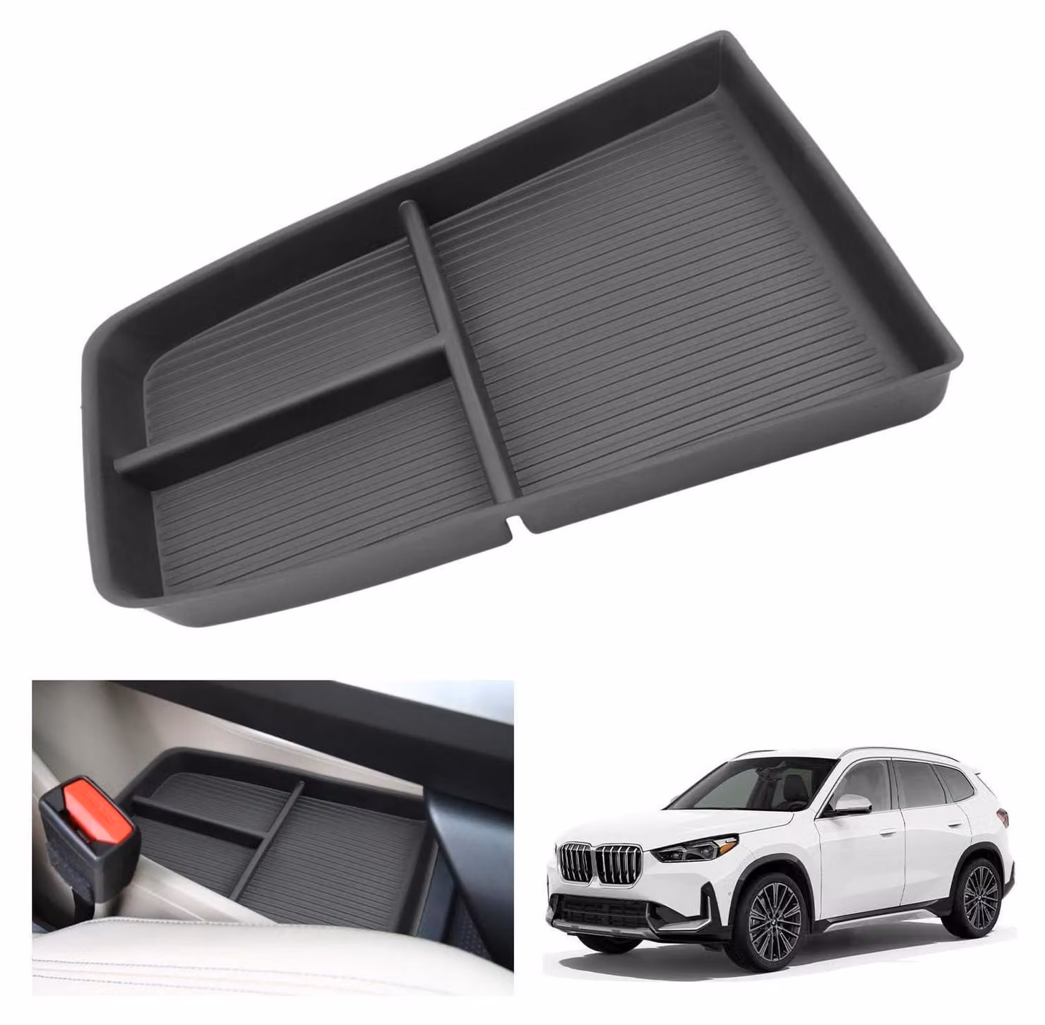 Contenitore portaoggetti per consolle centrale, realizzato in gomma termoplastica (TPE), compatibile con BMW X1 U11, iX1, X2 U10, iX2, modelli dal 2023 al 2026
