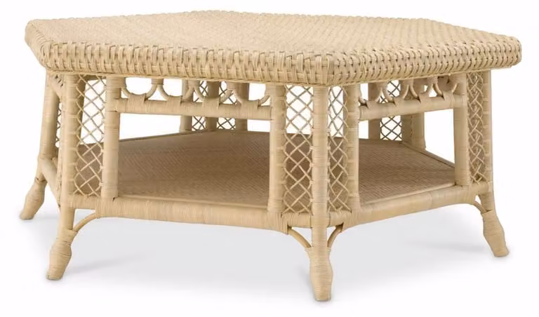 Casa Padrino tavolino in rattan colori naturali 120 x 105 x H. 50 cm - Mobili Soggiorno