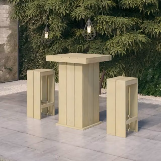 Set Bistrò da Giardino vidaXL in Legno di Pino Impregnato, 3 Pezzi, Verde e Beige – 1
