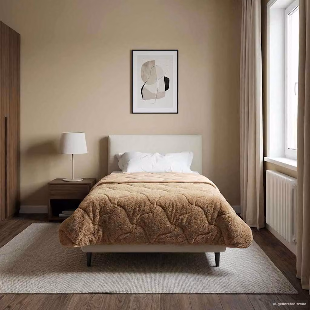 Piumino estivo reversibile vidaXL in microfibra traspirante, colore tortora, L: 155 cm x P: 200 cm