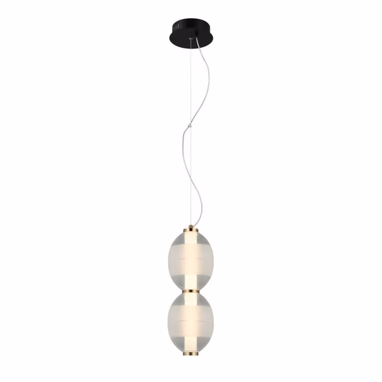 Lampada a sospensione decorativa per soggiorno sopra il tavolo paralume in vetro decorativo a doppia striscia colore caldo LED 16W RINOT Italux