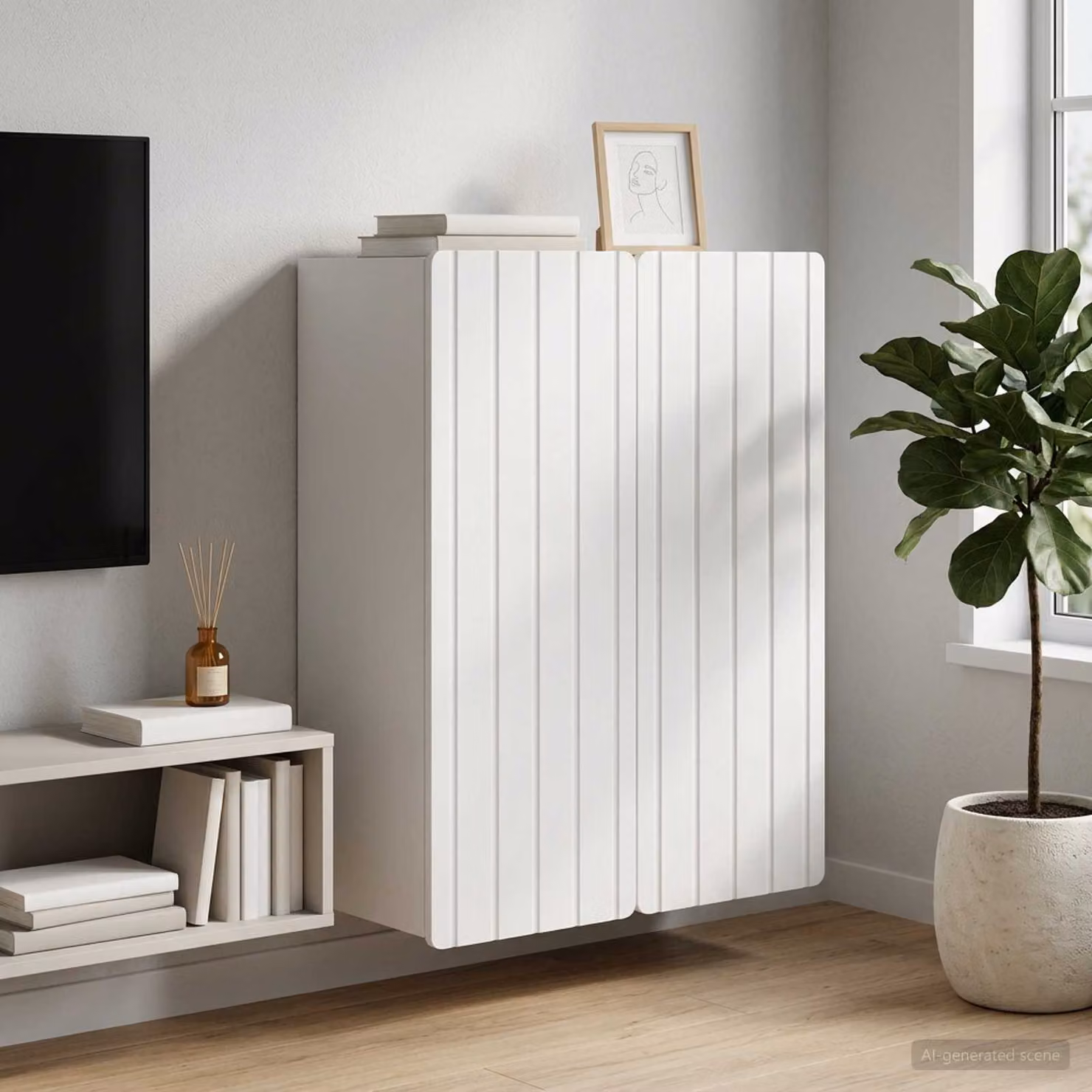 Mobiletto a muro moderno vidaXL Bianco con ante a battente e ripiani interni in MDF L: 66 cm, P: 34,5 cm, H: 92 cm