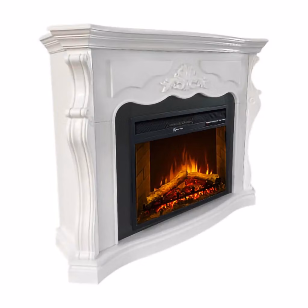 Camino Elettrico DMORA Triuggio Bianco L: 123 cm, P: 39 cm, H: 100 cm con Superficie Riscaldabile per 30 m2 – 2