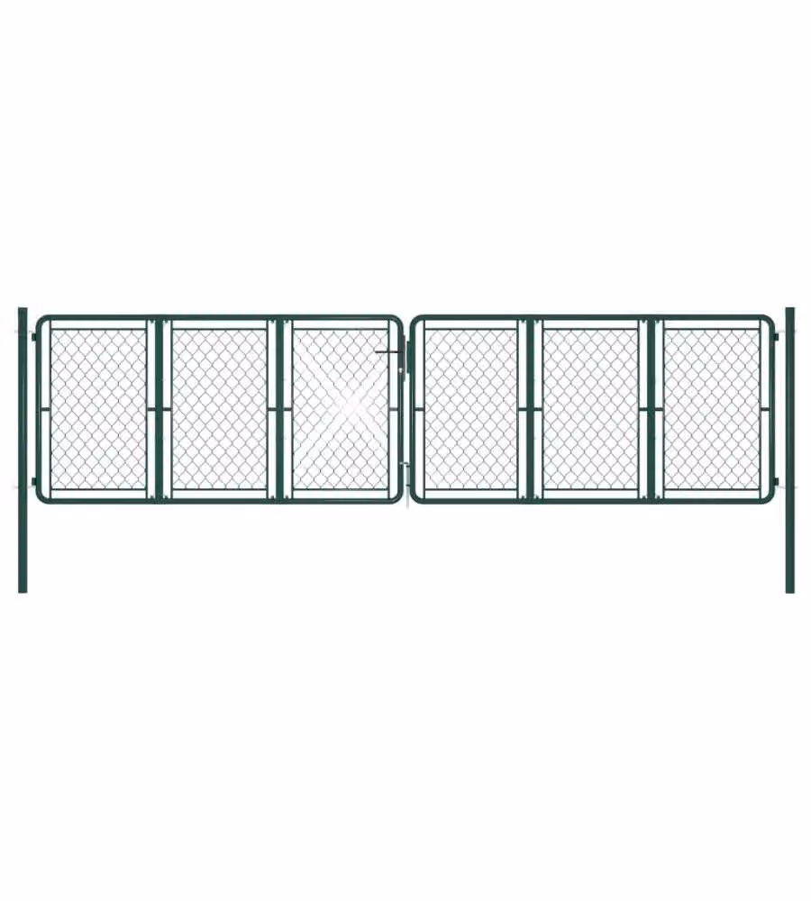 Cancello per Giardino in Acciaio 400x125 cm Verde 144416