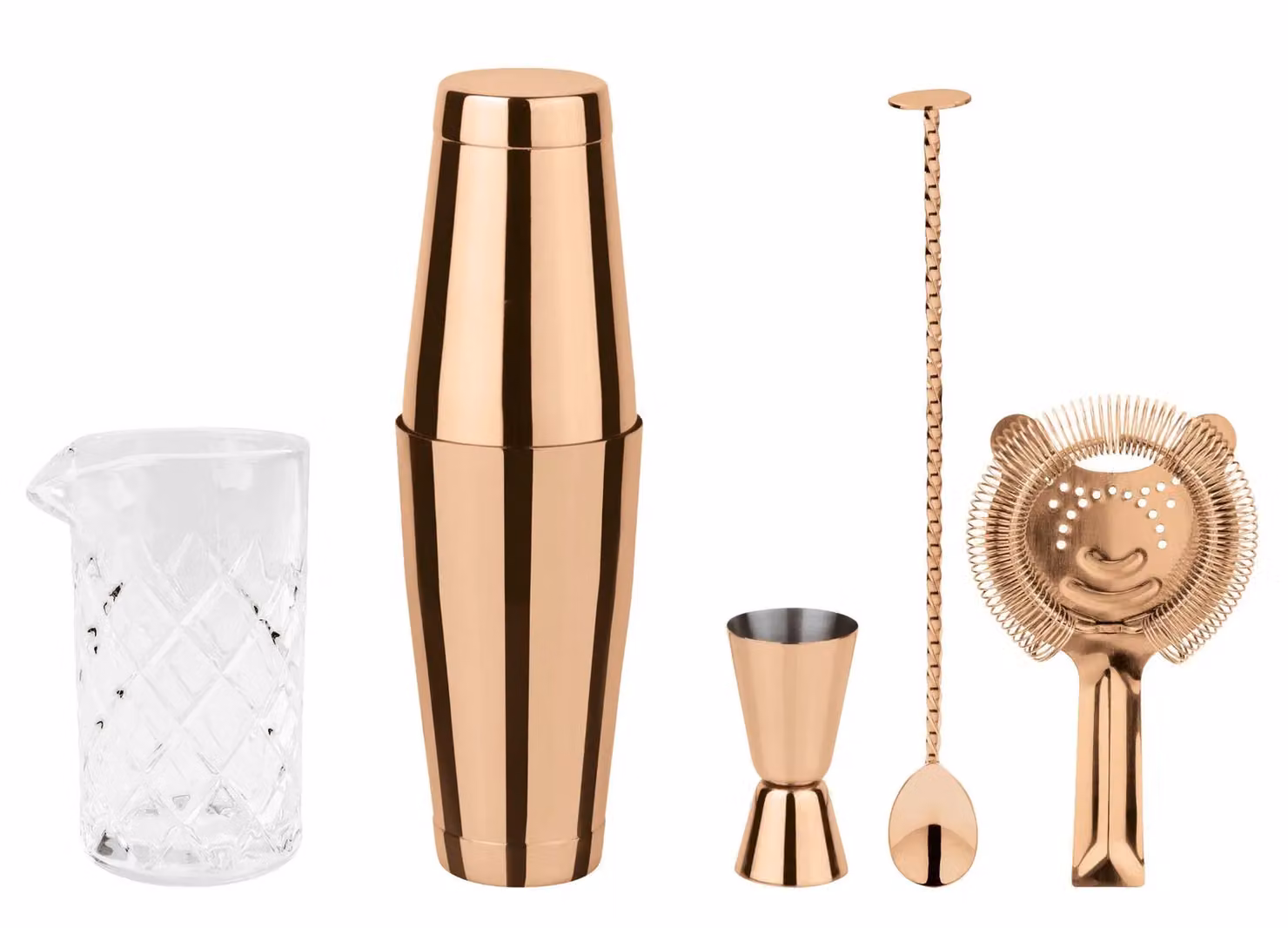 Set Mixology per barman Crystal rame Paderno, 5 pezzi