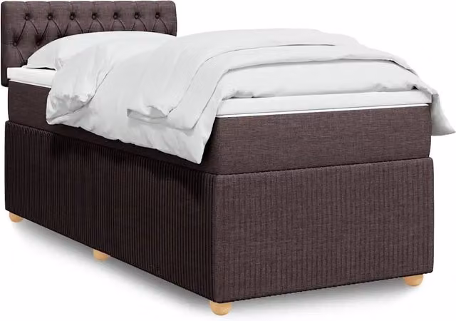 Giroletto a molle con materasso vidaXL in tessuto marrone e bianco L: 200 cm, P: 100 cm