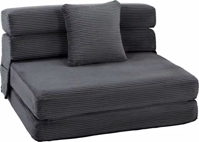 Poltrona letto reclinabile ¨C Minimal ¨C Grigio scuro con cuscini