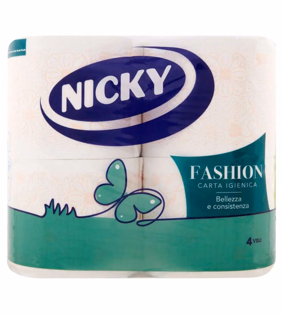 Nicky Carta Igienica Fashion 4 Veli Bianco 4 Rotoli Profumo Talco