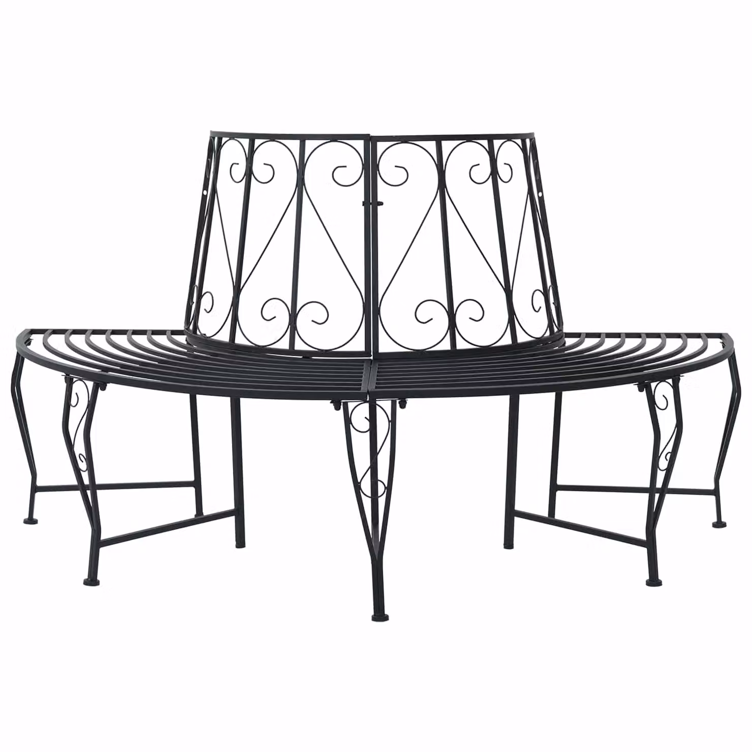 Panchina da giardino vidaXL per 4 persone in acciaio nero L: 160 cm, P: 80 cm, H: 89 cm