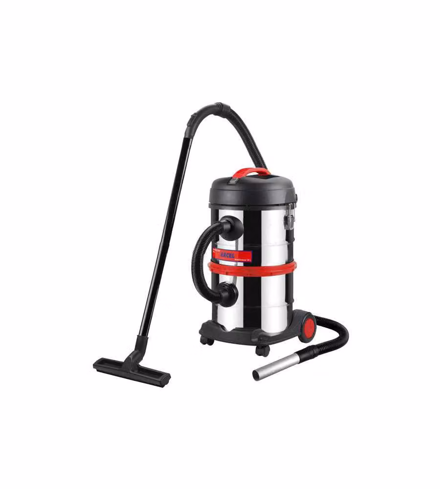 Aspirapolvere Excel AP30 per Solidi e Liquidi in Acciaio Inox, 1200 W, 15+15 L, Colore Acciaio
