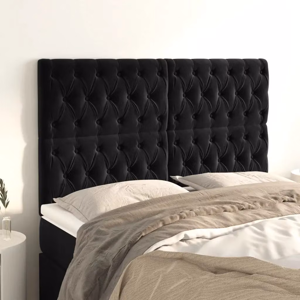 Testiera classica in velluto nero con pannello imbottito L: 144 cm, P: 7 cm, H: 118-128 cm – 2