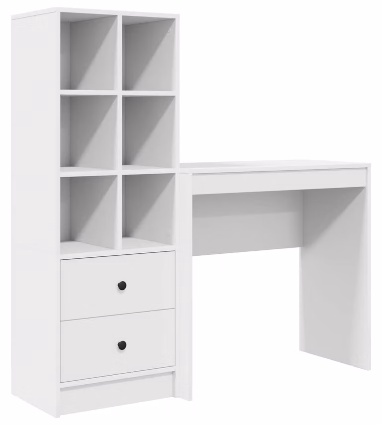 Scrivania con cassetto con lo scaffale 2 pcs Bianco